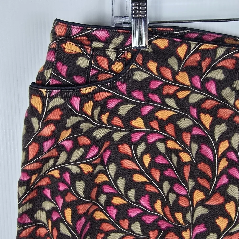 Talbots Womens Stretch Brown Pink Orange Plus Size Skirt Size 16W Pencil Casual